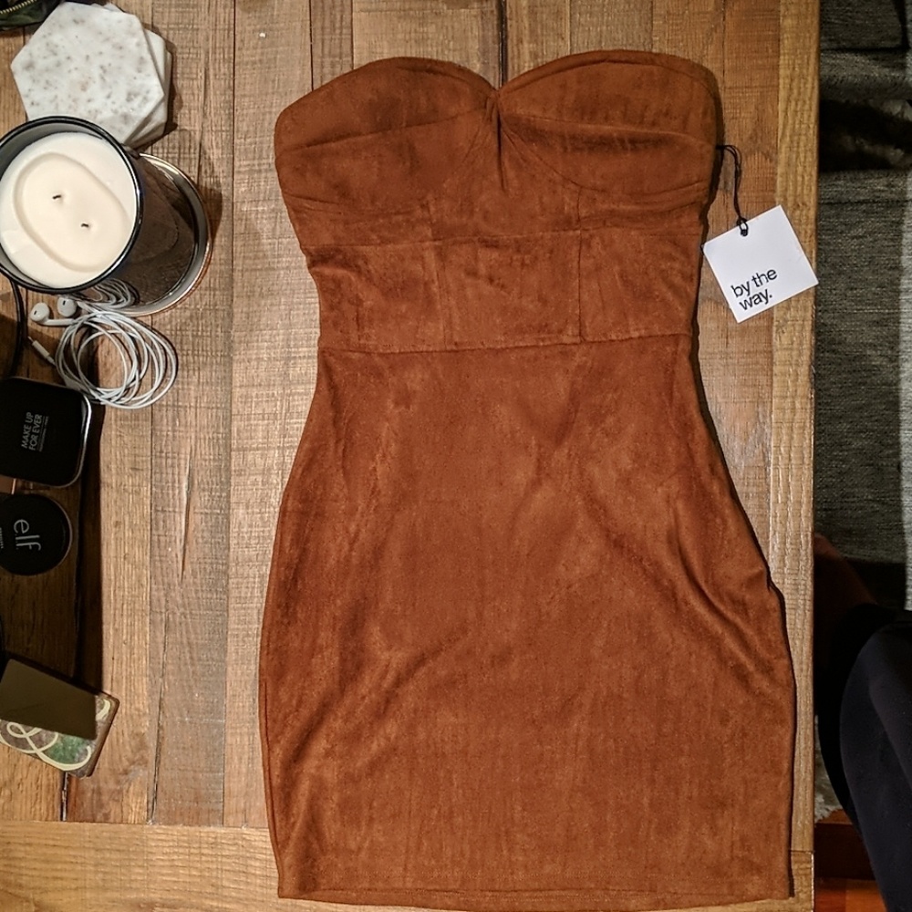 New XS suede sweetheart strapless dress